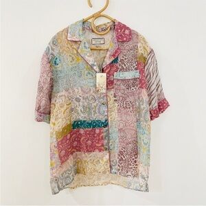 Johnny Was garden 100% linen shirt NWT